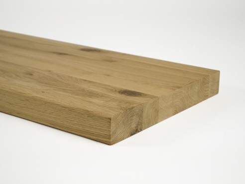 Stair tread Window sill Shelf Oak Rustic 40 mm, block-glued, full lamellas, untreated, knots brown filled, 40x300x1200 mm